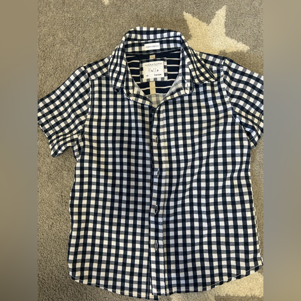 Denim and Flower Navy and White Checkered Shirt BNWOT
